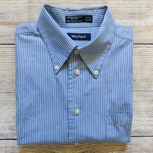 Nautica striped button up dress shirt sz 16.5"